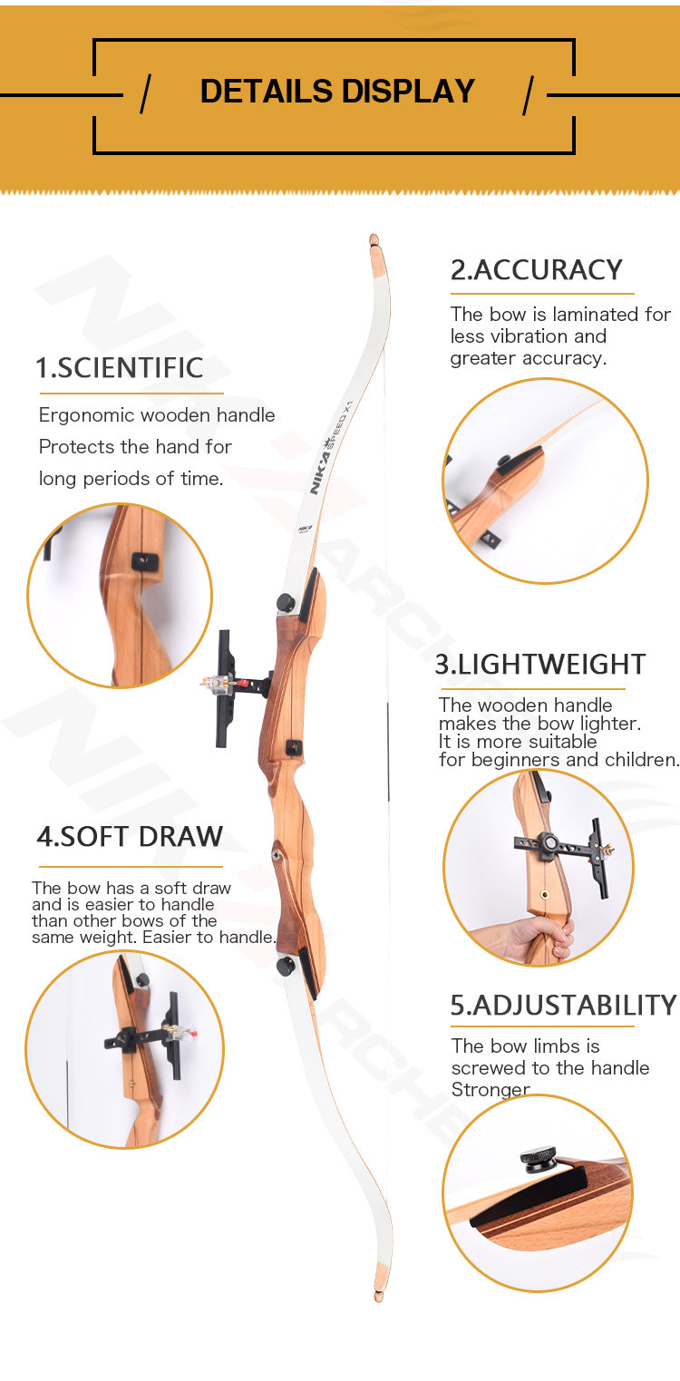  Foto zu Nika Wooden Recurve Bow 48" – Advanced Archery 